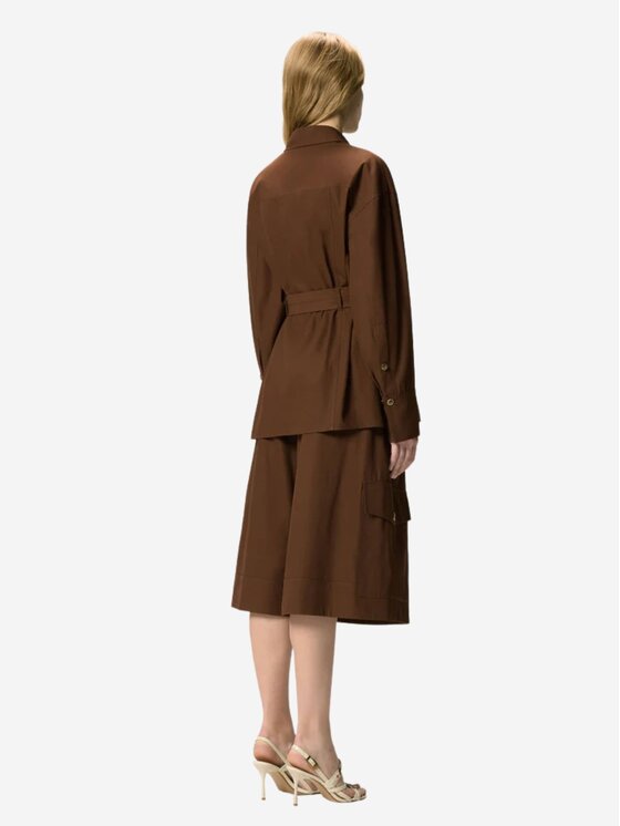 PINKO PINKO Dámska bunda CHERYL OVERSHIRT COTONE FLUIDO Hnedá Reglan Fit