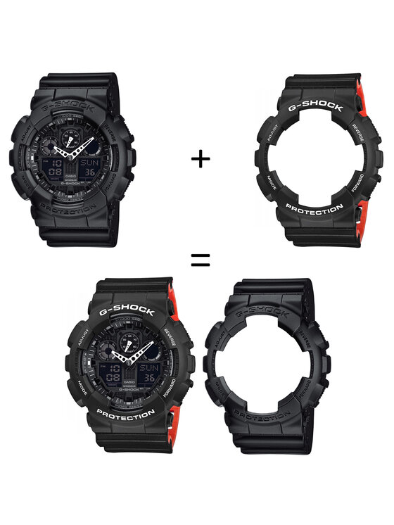 Casio Casio Zegarek SET GA-100-1A1ER + BEZEL 10508136 + PASEK 10577142 Czarny