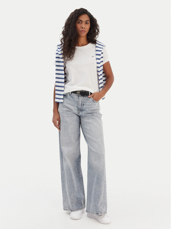 Tommy Hilfiger Tommy Hilfiger Majica WW0WW22043 Bela Regular Fit