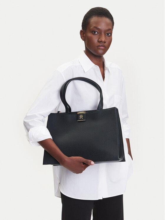 Tommy Hilfiger Geantă Th Her Tote AW0AW17191 Negru