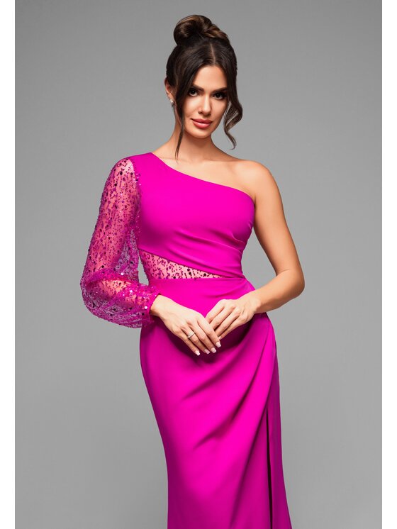 Ombre Ombre Večerní šaty LA-OM-DLR011 Růžová Regular Fit