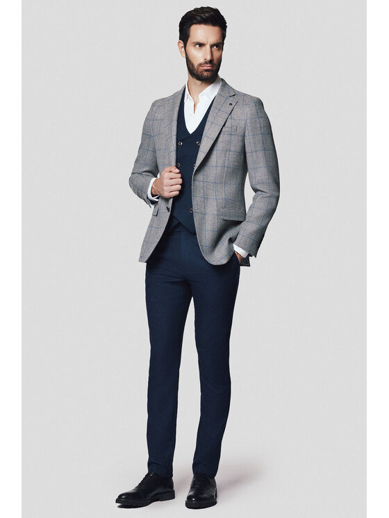 Lancerto Lancerto Marynarka Tijuana MA073224000010 Szary Slim Fit