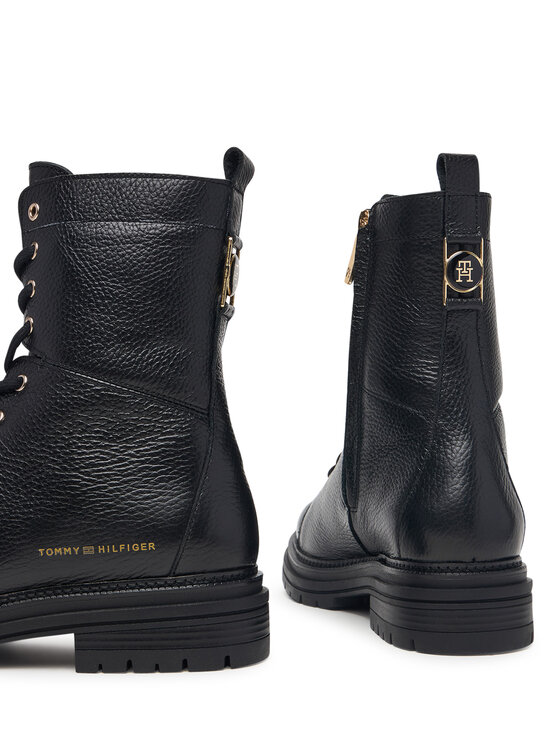 Tommy Hilfiger Tommy Hilfiger Ghete Th Emboss Grain Leather Boot FW0FW09553 Negru