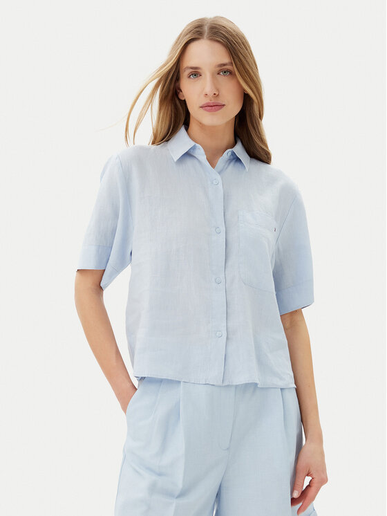 Tommy Hilfiger Tommy Hilfiger Cămașă WW0WW44720 Albastru celest Relaxed Fit