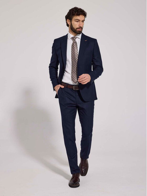 VILLARO VILLARO Garnitur GAR232VIM Granatowy Slim Fit