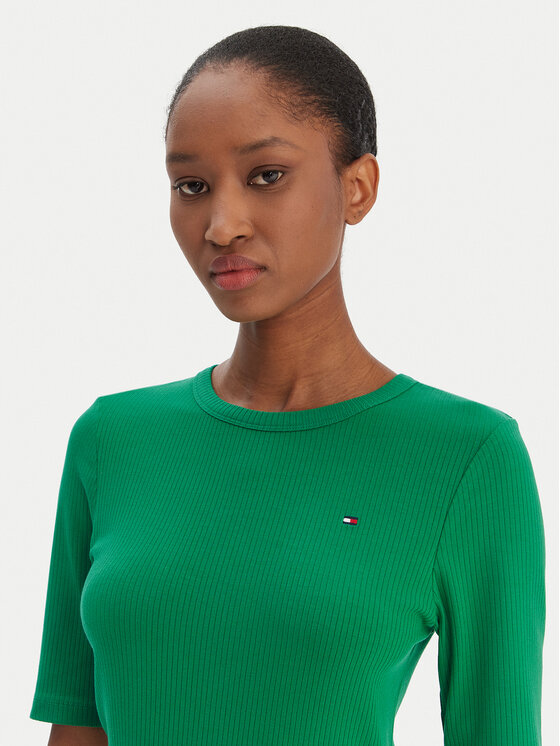 Tommy Hilfiger Tommy Hilfiger Tricou WW0WW47308 Verde Slim Fit