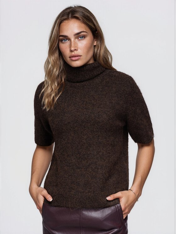 Ombre Ombre Sweter OW-SW-E0049 Brązowy Regular Fit