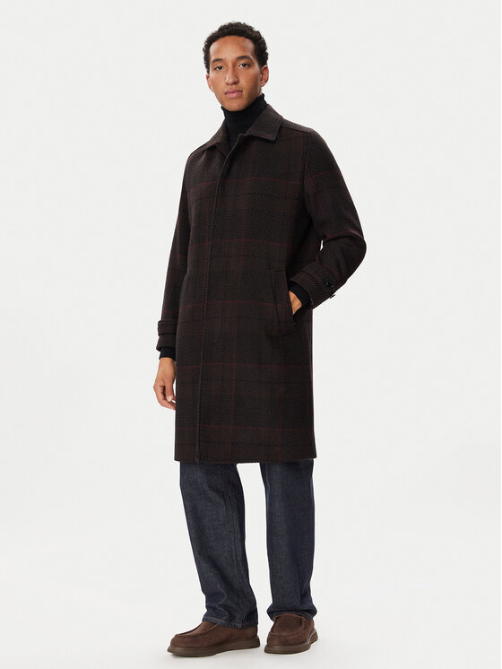 HUGO HUGO Вълнено палто Mettos2641 50567309 Тъмнокафяв Regular Fit