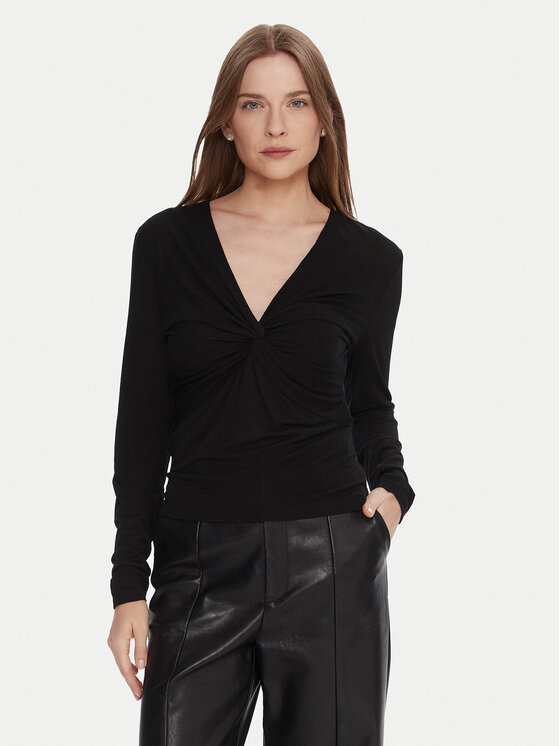 LOLA CASADEMUNT Bluzka MF2515029 Czarny Slim Fit