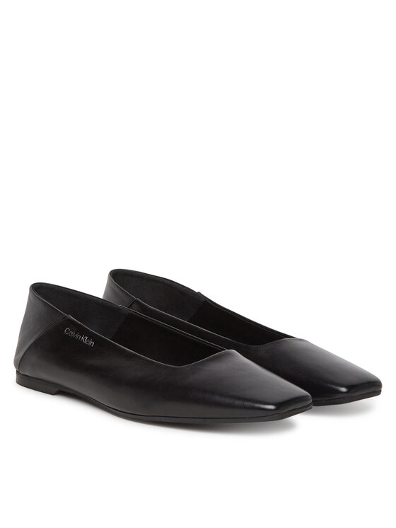 Calvin Klein Calvin Klein Baleriny Flat Ballerina - Lth HW0HW02463 Czarny