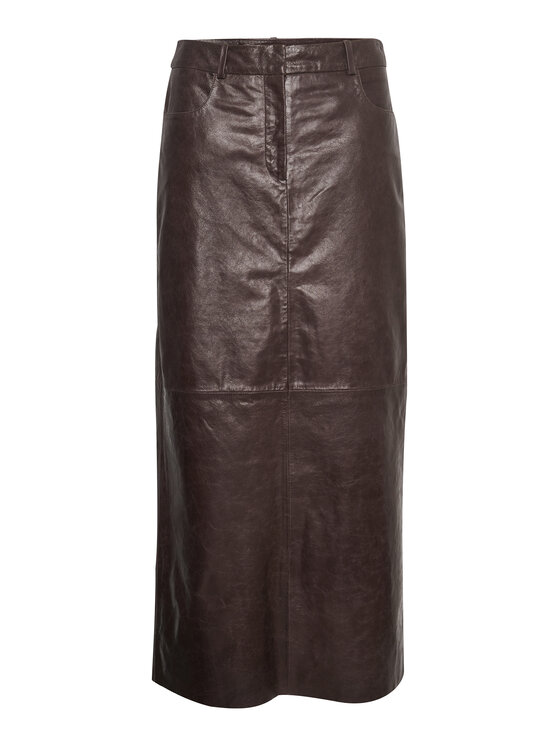 Gestuz Gestuz Fustă din piele 10908393 Maro Relaxed Fit