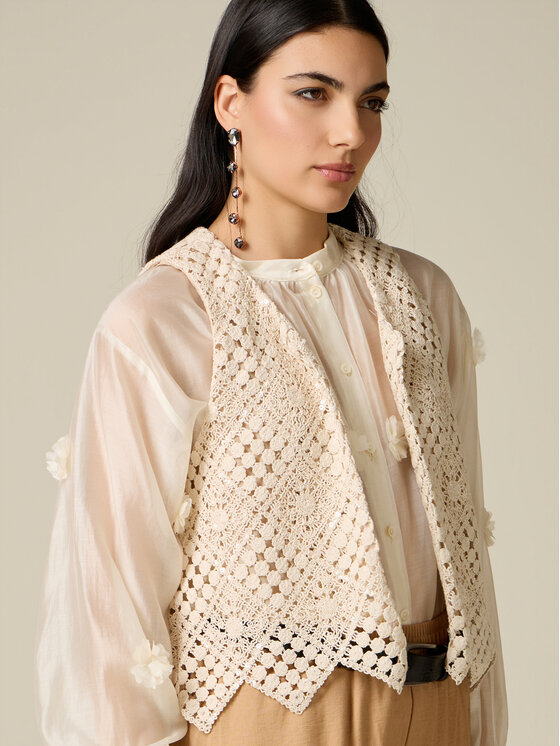 Oltre Oltre Giacca da abito L003J000010N0R2 Bianco Cropp Fit