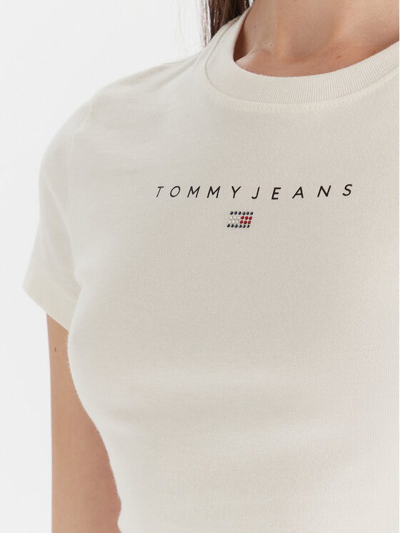 Tommy Jeans Tommy Jeans Tričko Bling Linear DW0DW21550 Biela Slim Fit