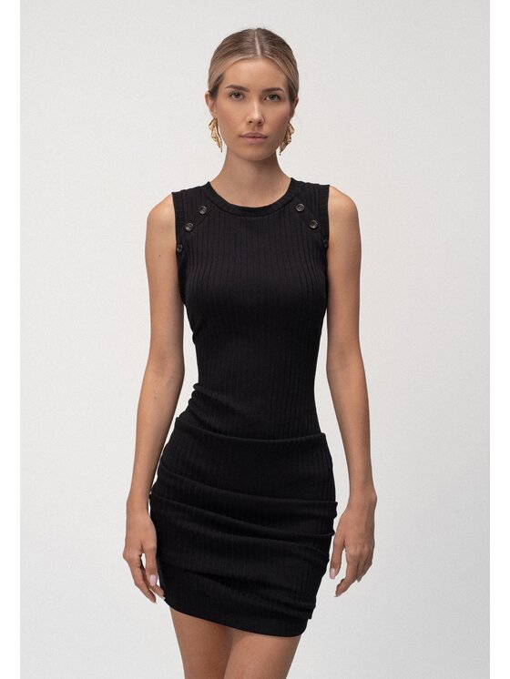 sax35th sax35th Sukienka dzianinowa TANIA Czarny Slim Fit