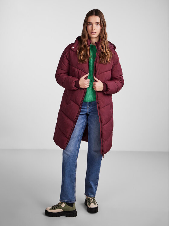 Pieces Pieces Zimska jakna 17126619 Tamnocrvena Regular Fit