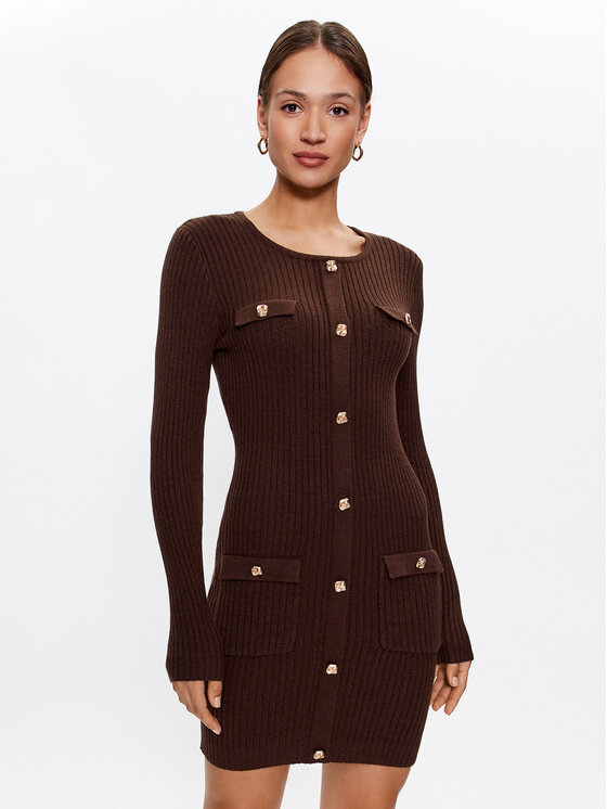 Fracomina Fracomina Trikotažinė suknelė FR23WD5003K50201 Ruda Slim Fit