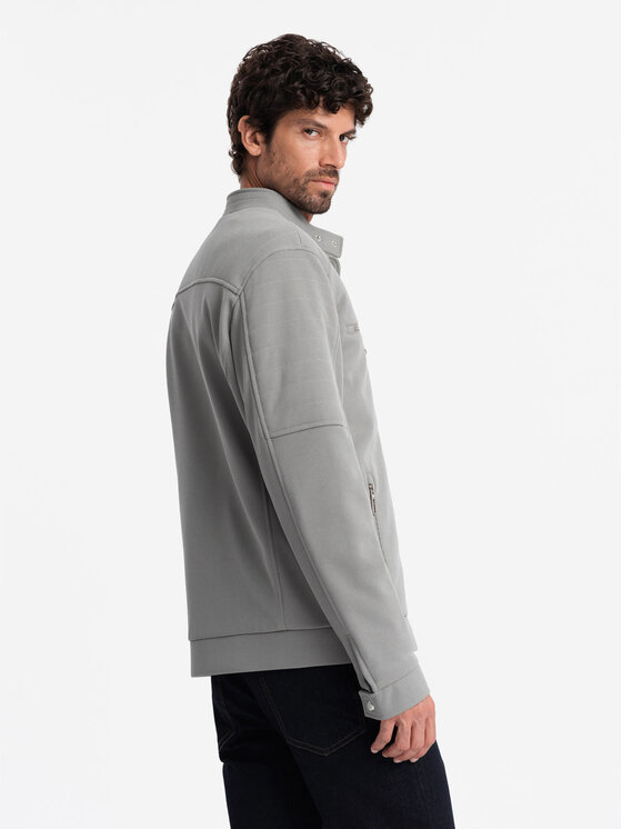 Ombre Ombre Kurtka bomber OM-JALP-0157 Szary Regular Fit