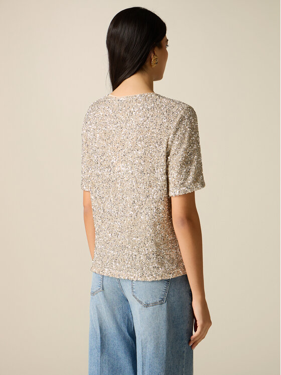 Oltre Oltre T-Shirt G038J004397N002 Złoty Regular Fit