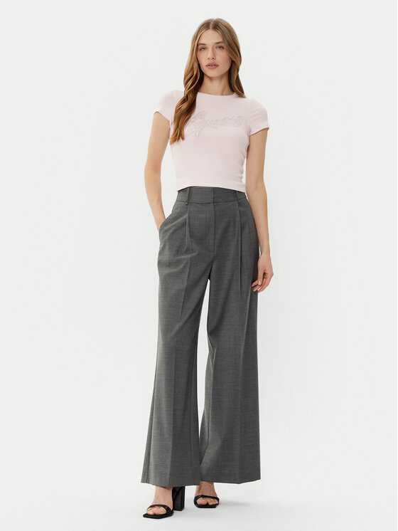 Guess Guess Marškinėliai W5RI68KA0H1 Rožinė Slim Fit