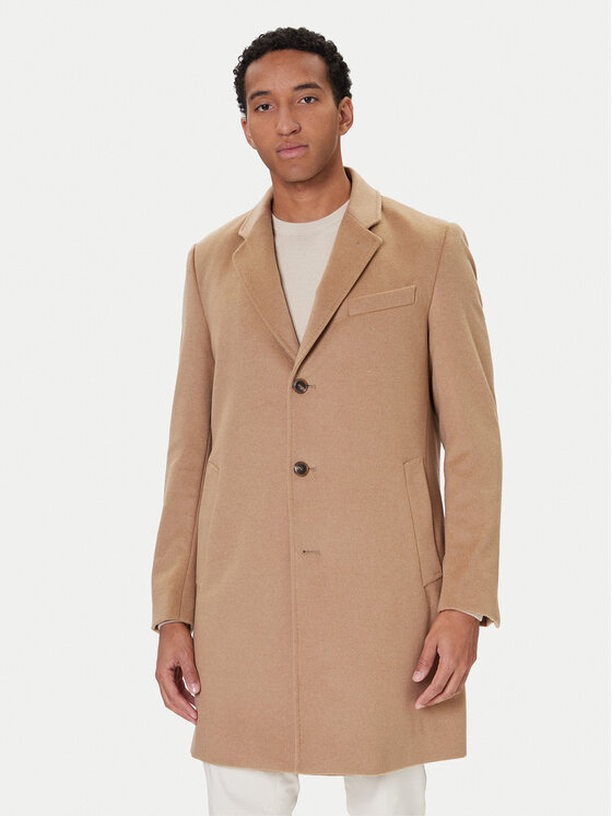 BOSS BOSS Palton de lână Hyde 50549187 Bej Slim Fit