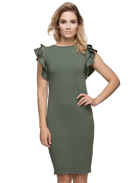 Tessita Tessita Sukienka elegancka T165 Zielony Straight Fit