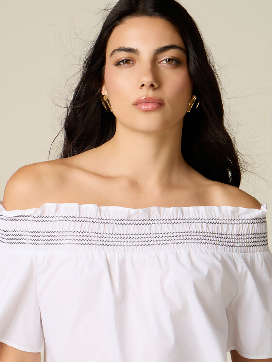 Oltre Oltre Bluzka 2041J000806N011 Biały Regular Fit