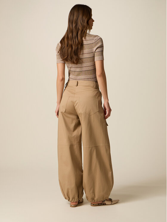 Oltre Oltre Pantaloni di tessuto P025R009528N012 Crema Baggy Fit