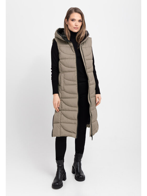 Volcano Volcano Bezrękawnik V-JAVA Beżowy Regular Fit