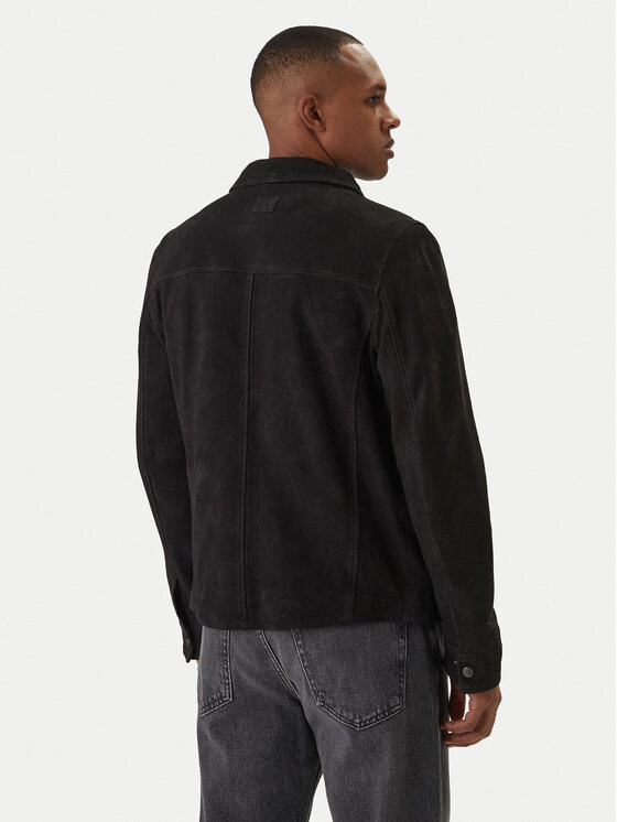 Milestone Milestone Ādas jaka Valerio 612205 60790 Melns Slim Fit