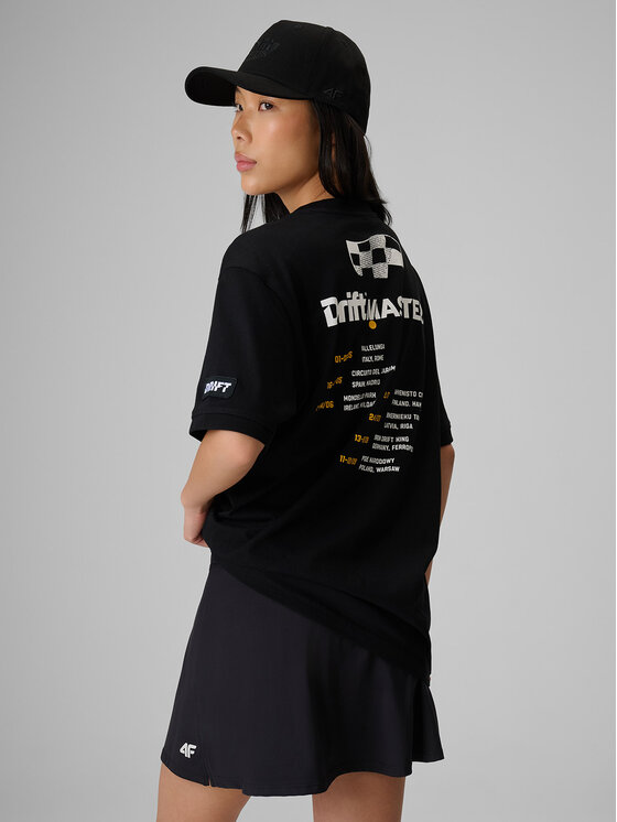 4F 4F T-Shirt MOTOSPORTS 2026 Czarny Loose Fit