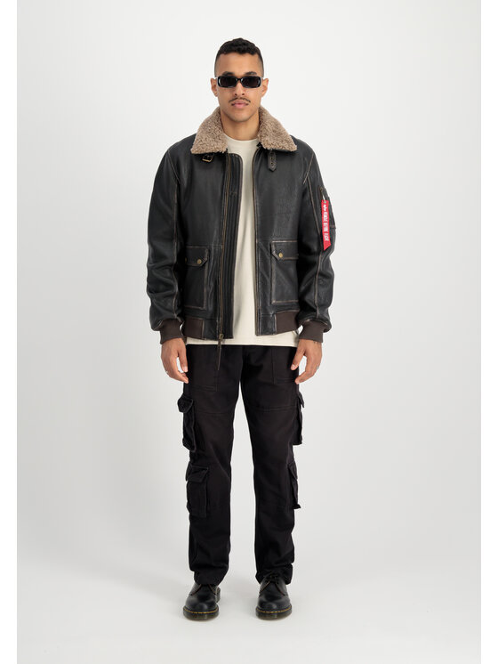 Alpha Industries Alpha Industries Kurtka skórzana B-15 Leather Jacket Brązowy Regular Fit