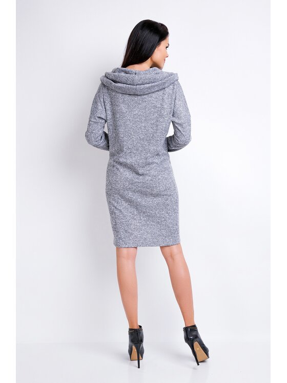 Awama Awama Úpletové šaty A161 Sivá Basic Fit