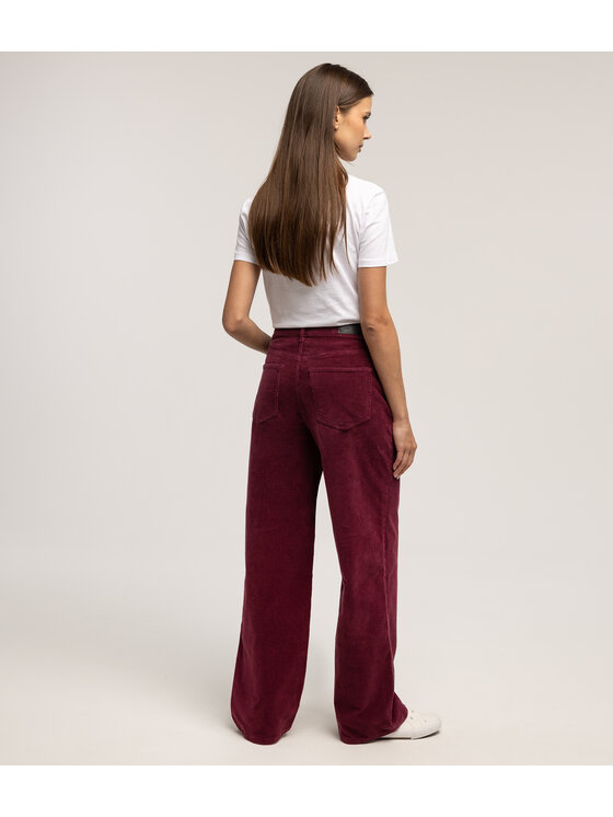 Lee Cooper Lee Cooper Spodnie materiałowe LUNAR CORD Czerwony Wide Leg