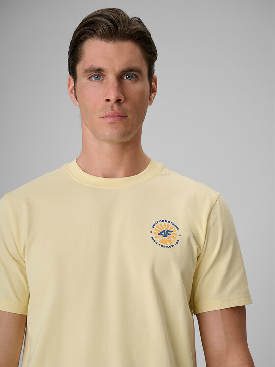 4F 4F T-Shirt CATCH THE WAVE Żółty jasny Regular Fit