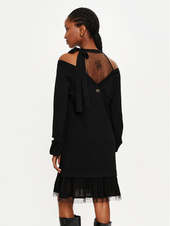 TWINSET TWINSET Úpletové šaty 242TP3020 Černá Relaxed Fit