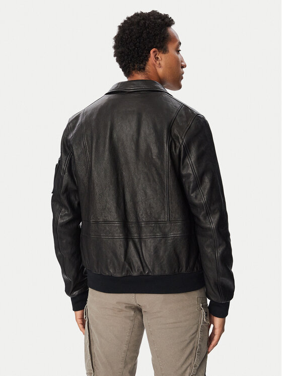 Aeronautica Militare Aeronautica Militare Nahkjope 262PN0895U100839 Must Regular Fit