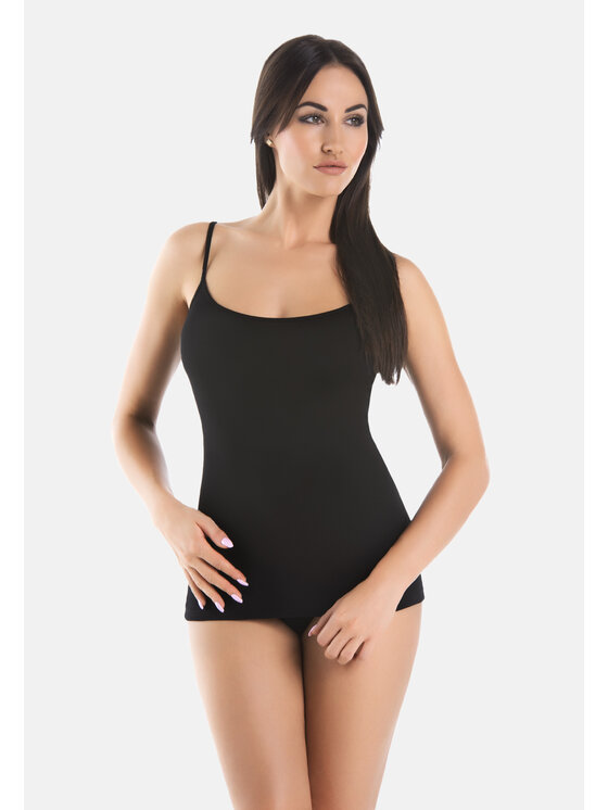 Teyli Teyli Top Koszulka bambusowa na ramiączkach Layla Czarny Standard Fit