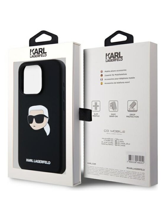 KARL LAGERFELD KARL LAGERFELD Etui na telefon Karl Head Print MagSafe Czarny