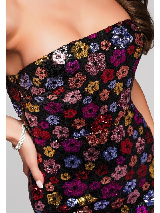 Ombre Ombre Sukienka wieczorowa LA-OM-DLR162 Czarny Regular Fit