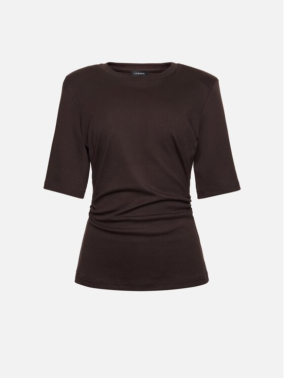 La Mania La Mania T-Shirt LOGAN Brązowy ciemny Basic Fit
