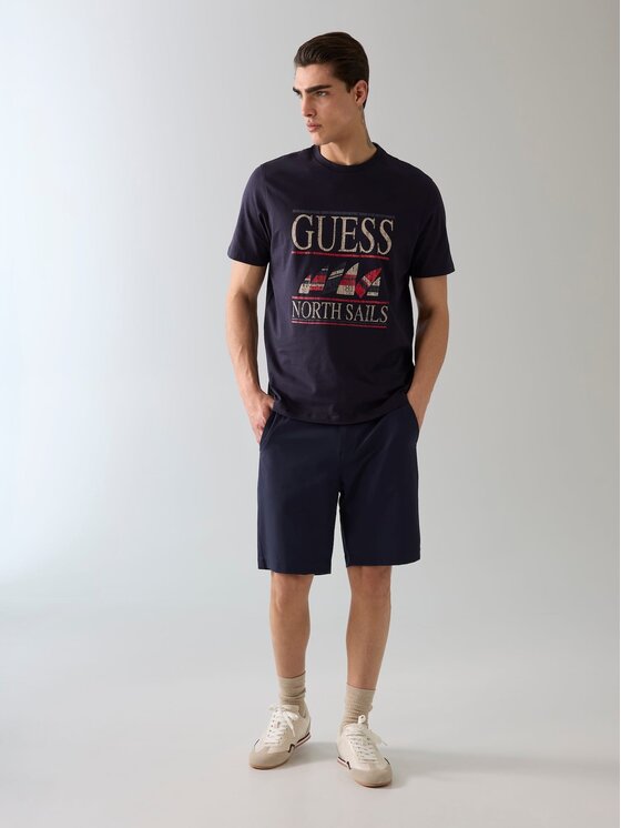 Guess Guess T-Shirt 182466 Modrá Classic Fit
