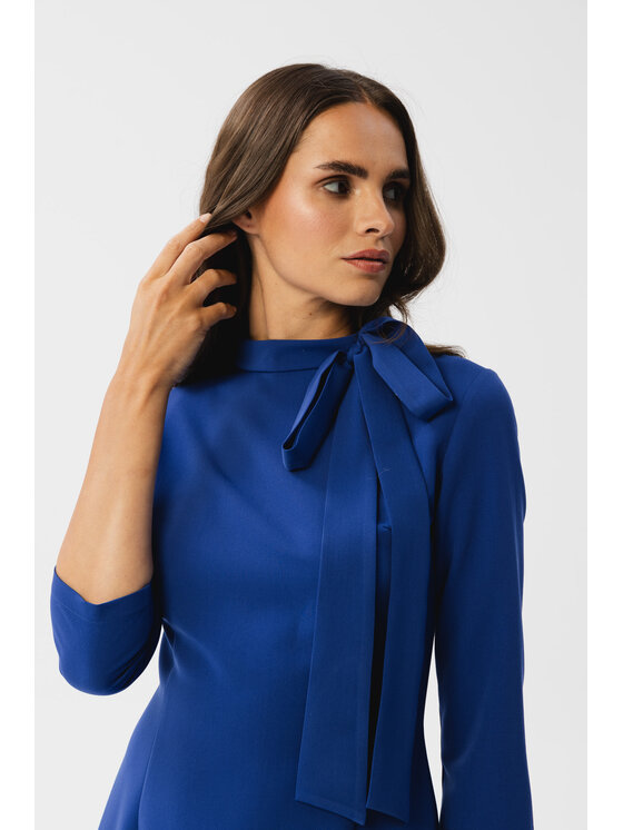 Stylove Stylove Koktejlové šaty S346 Modrá Modern Fit