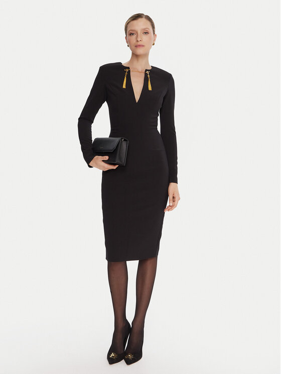 Elisabetta Franchi Elisabetta Franchi Koktejlové šaty AB-805-57E2-V460 Čierna Slim Fit