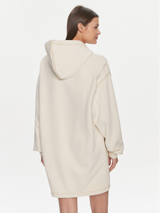Calvin Klein Jeans Calvin Klein Jeans Vsakodnevna obleka Hero Monologo Hoodie Dress J20J223245 Écru Relaxed Fit
