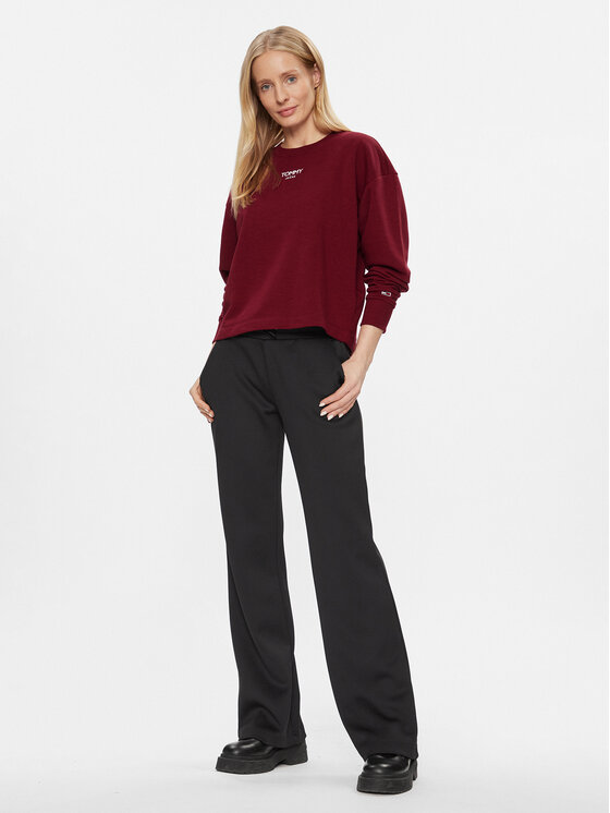Tommy Jeans Tommy Jeans Majica dugih rukava Ess Logo DW0DW16393 Tamnocrvena Cropped Fit