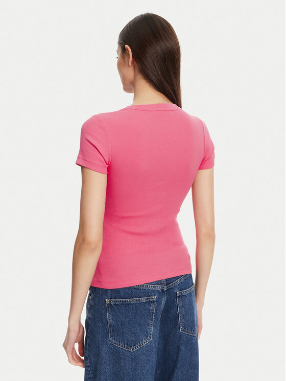 Guess Jeans Guess Jeans Marškinėliai W5YP37 KA0H1 Rožinė Slim Fit