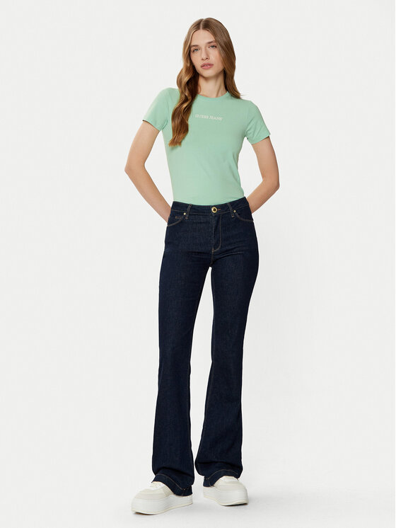 Guess Jeans Guess Jeans T-Shirt W4YI01 J1314 Zielony Regular Fit