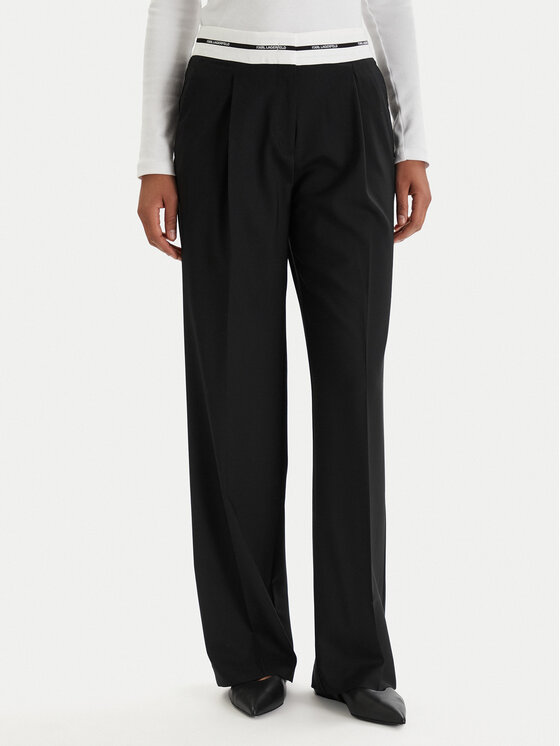 KARL LAGERFELD KARL LAGERFELD Pantaloni din material B1W10002 Negru Regular Fit