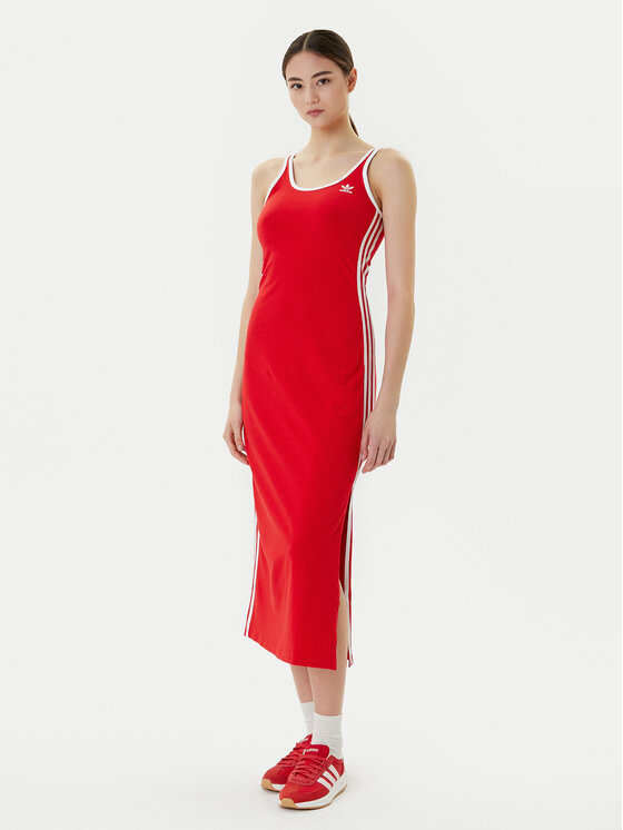 adidas adidas Rochie de zi adicolor 3-Stripes JD4620 Roșu Slim Fit