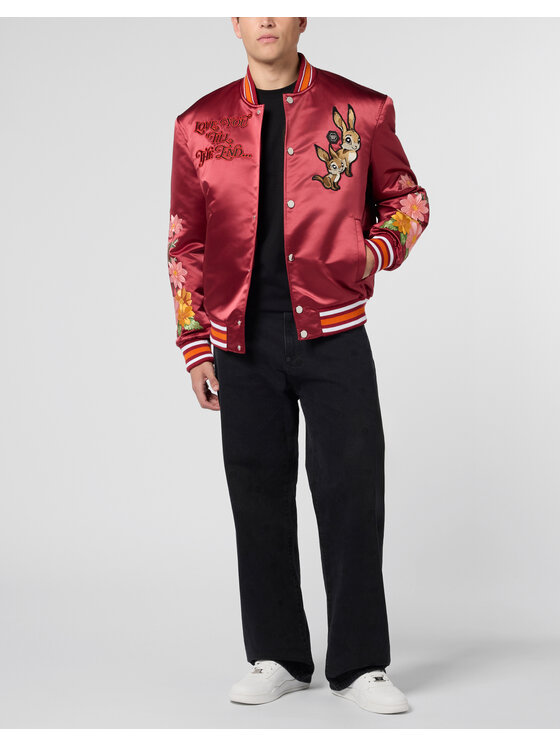 PHILIPP PLEIN PHILIPP PLEIN Kurtka bomber 26063 Bordowy Regular Fit